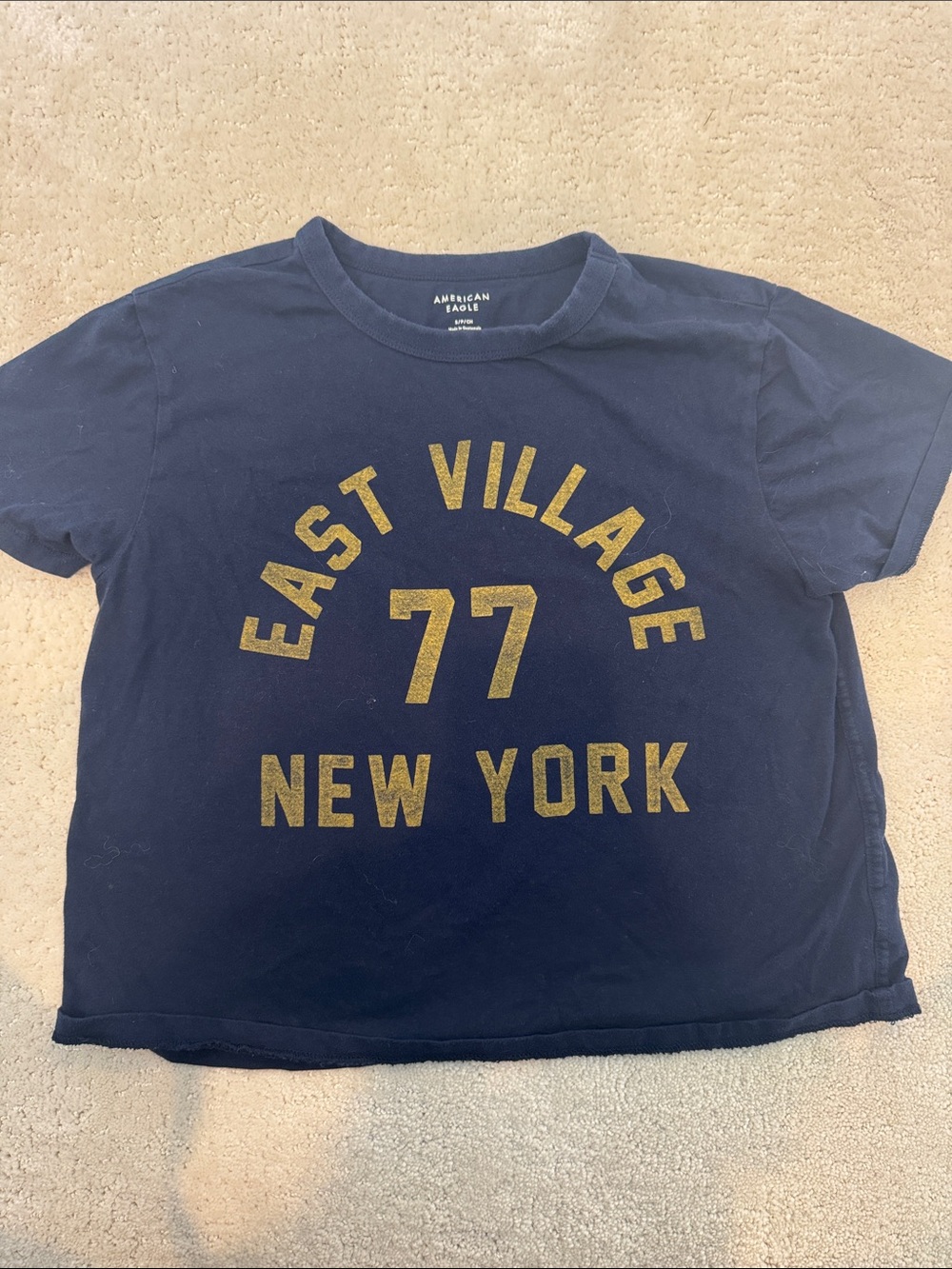 American Eagle women’s small Navy 'East Village 77 New York' Graphic Tee